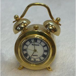 Rumors Quartz Gold Finish Desk Mini Clock Untested NEEDS‎ BATTERY